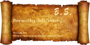 Bereczky Sándor névjegykártya